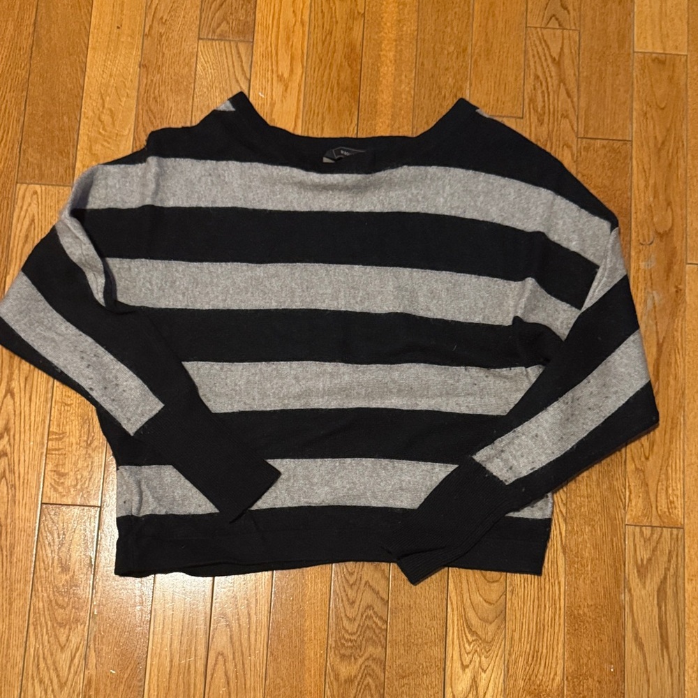 BCBGMaxAzria Black and Gray Striped Sweater